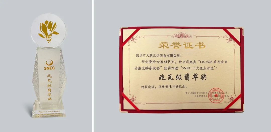 載譽(yù)而行 | 大族光伏榮獲SNEC十大亮點(diǎn)&ldquo;兆瓦級翡翠獎&rdquo; 